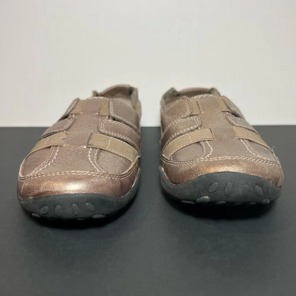 Womens CLARKS Haley Stork Bronze Brown Slip On Sandals / Size 7.5 Medium - Picture 2 of 8